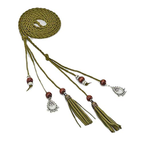 Zonfer Frauen Geflochtene Gürtel Dünne Woven Quaste Gürtel Für Kleid (Grün) von Zonfer