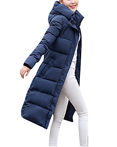 ZongSen Damen Verlängerte warme Mäntel Druck Mode Daunenjacke Parka Windbreaker Blau XL von ZongSen