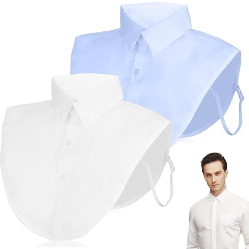 Zonoori 2 Stück Krageneinsatz Damen,Blusenkragen Einsatz,Fake Einsteckkragen(Weiß, Blau) von Zonoori