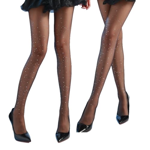 Zonoori 2 Stück Strumpfhose Glitzer, Glitter Strumpfhosen Damen, Schwarz Glitzerstrumpfhose von Zonoori