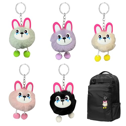 Zonoori 5 Stück Schlüsselanhänger Plüsch, Puschel Kuscheltier Keychain, Pompom Plüschtier Anhänger von Zonoori