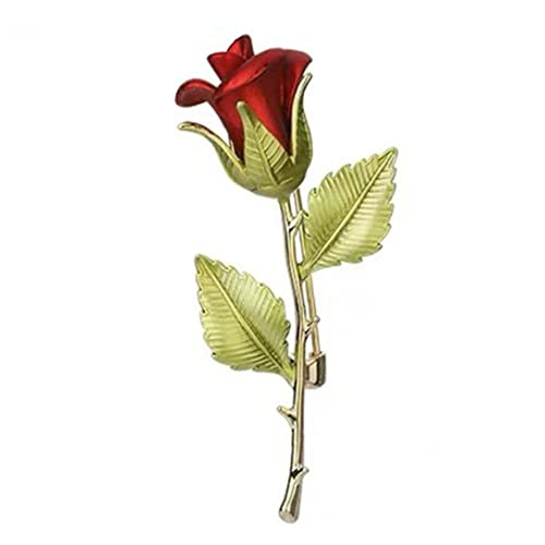 Zonster Blumen Brosche Pin Vintage 3D Rose Grün Blätter Broschen Pin Für Frauen Party Geschenk von PiniceCore