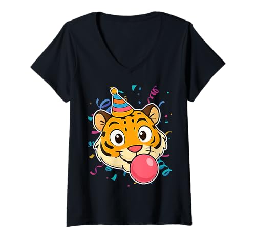 Damen Zoo Tiere Wildlife Geburtstag Party Zoo Tag Tier T-Shirt mit V-Ausschnitt Damen Zoo Tiere Wildlife Geburtstag Party Zoo Tag Tier T-Shirt mit V-Ausschnitt von Zoo Animal Costume Wildlife Theme Party Gifts