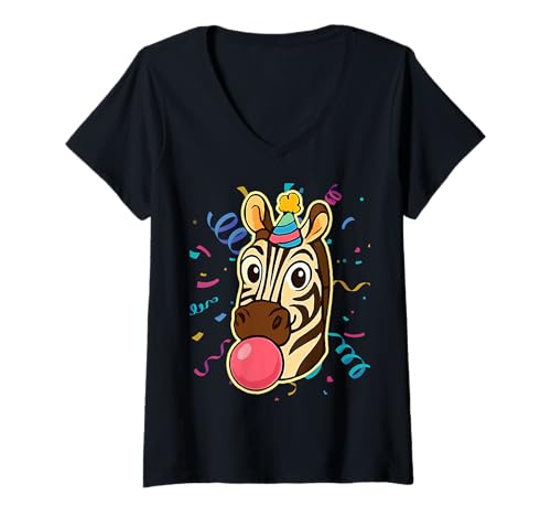 Damen Zoo Tiere Wildlife Geburtstag Party Zoo Tag Tier T-Shirt mit V-Ausschnitt Damen Zoo Tiere Wildlife Geburtstag Party Zoo Tag Tier T-Shirt mit V-Ausschnitt von Zoo Animal Costume Wildlife Theme Party Gifts