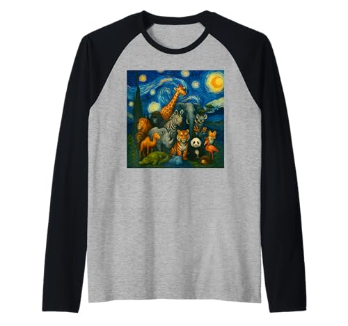Zootiere Sternennacht Geburtstagsparty für Männer Frauen Kinder Raglan von Zoo Animal Wildlife Clothes For Kids Boys Girls