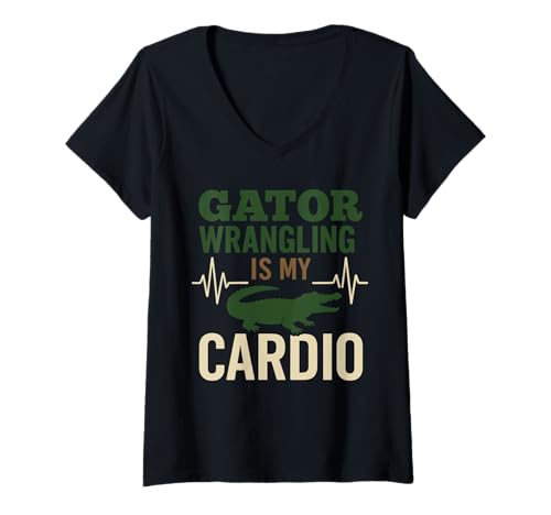 Damen Alligator Keeper Reptile Rescue Gator Farm Herpetology Pride T-Shirt mit V-Ausschnitt Damen Alligator Keeper Reptile Rescue Gator Farm Herpetology Pride T-Shirt mit V-Ausschnitt von Zoo Staff Swamp Crew Reptile Handler Crocodile