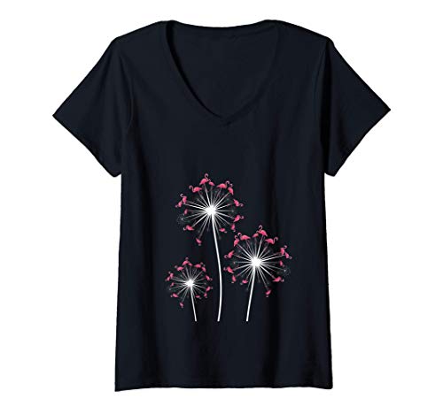 Damen Pusteblumen Vogel Geschenk für Damen Flamingo T-Shirt mit V-Ausschnitt Damen Pusteblumen Vogel Geschenk für Damen Flamingo T-Shirt mit V-Ausschnitt von Zoo Tiere Flamingo Shirts
