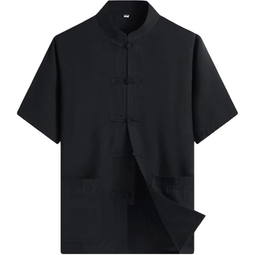ZooBoo Chinesische Kleidung Tang Anzug – Kung Fu Kurzarm Shirt für Herren - Schwarz - Medium von ZooBoo