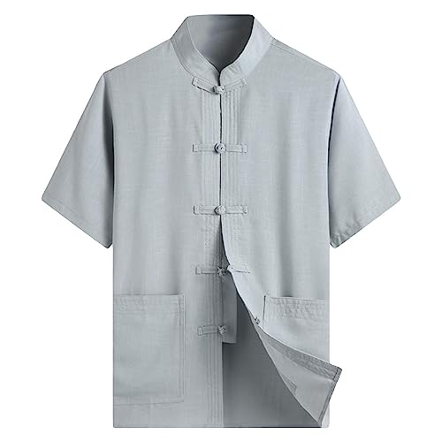 ZooBoo Chinesische Kleidung Tang Anzug - Kung Fu Kurzarm Shirt für Herren - grau - Large von ZooBoo