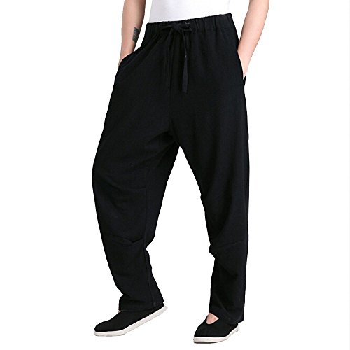 ZooBoo herren kampfkunst kung fu hose leinenhose tang anzughose mittel schwarz von ZooBoo