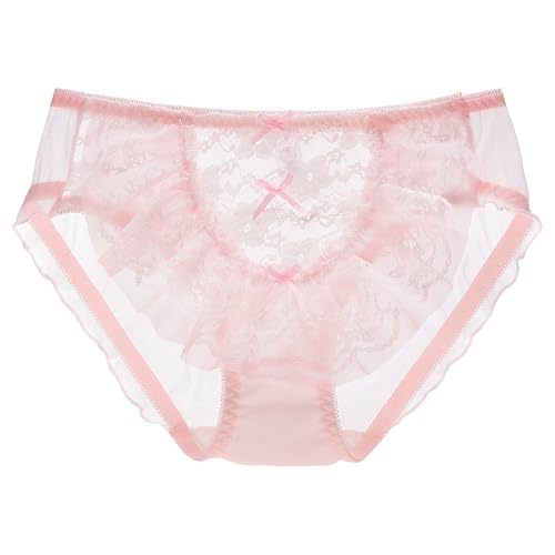 ZooChest Romantischer Spitzen Slip Damen Lolita Style - Süß mit Rüschen Vorne & Sexy Transparent Unterhosen - Superweich Nahtlos Atmungsaktiv Spitze Unterwäsche - Rosa L ZooChest Romantischer Spitzen Slip Damen Lolita Style - Süß mit Rüschen Vorne & Sexy Transparent Unterhosen - Superweich Nahtlos Atmungsaktiv Spitze Unterwäsche - Rosa L von ZooChest