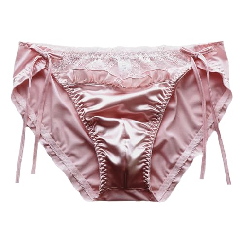 ZooChest Satin Höschen Damen Satin Slips Sexy Spitze Tie Wrap Satinhöschen Hautfreundlich Atmungsaktiv Kühle Mischfarbe Damen Unterwäsche Mode Neu Unterhosen Tanga Seide Slip Satin Panties von ZooChest