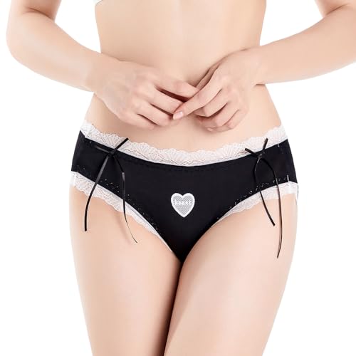 ZooChest Unterwäsche Frauen,Unterhosen Damen Nahtlos,Niedlich Slip Damen Panty,Hipster Panties Damen,Seide Unterwäsche Spitze,Rosa/Schwarze Damen Unterwäsche L von ZooChest