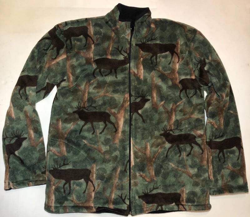 Zoofleece Grün Elch Camouflage Tier Buck Geweih Jagdjacke Pullover S-3x von ZooFleece