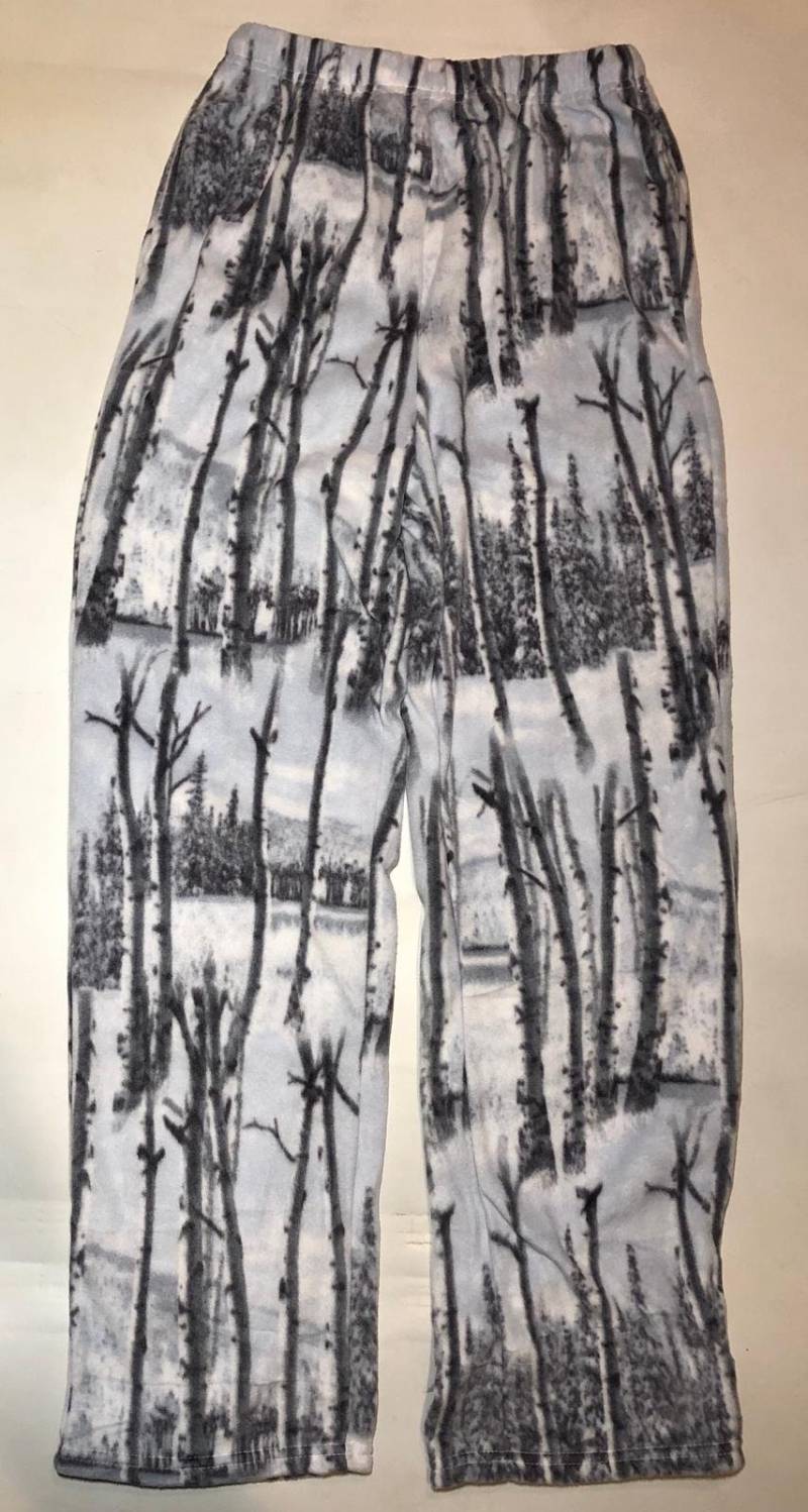 Zoofleece Super Bequeme Birken Weiß Schnee Baum Camouflage Fleece Hose Sweats L-3x von ZooFleece