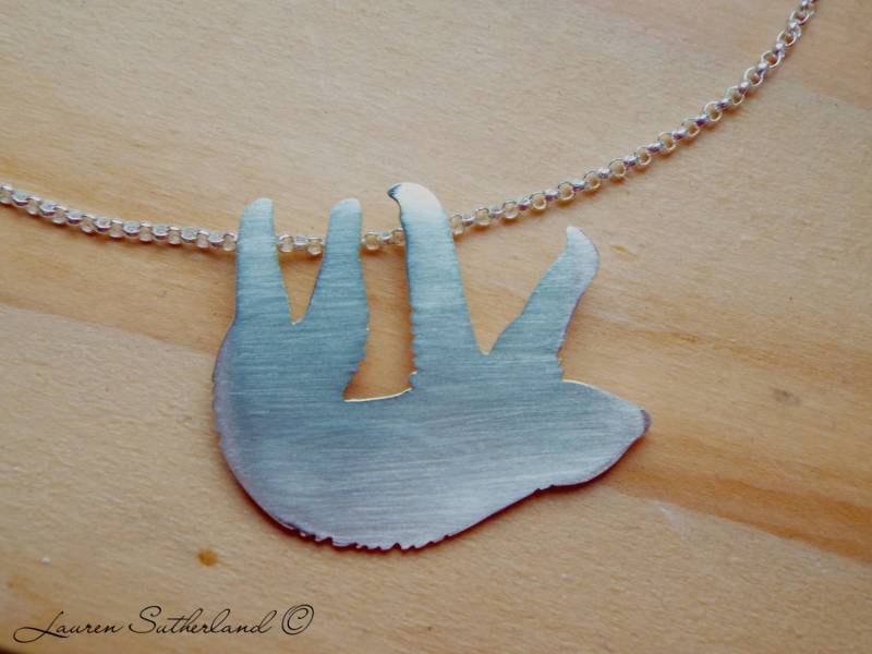 Zwei | Oder Drei Toed Faultier Sterling Silber Halskette von ZooInfinityAndBeyond