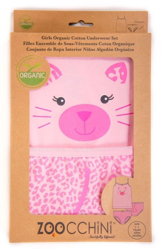 Zoocchini Girls Unterwäsche-Set aus Bio-Baumwolle Gr. 92 - 98 rosa Kätzchen von Zoocchini