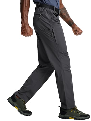 Herren-Wanderhose, leicht, Cargohose, taktisches Nylon, Stretch, wasserdicht, schnell trocknend, Angeln, Reisen, Outdoor, 6 Taschen, grau dunkel, 36W / 32L Herren-Wanderhose, leicht, Cargohose, taktisches Nylon, Stretch, wasserdicht, schnell trocknend, Angeln, Reisen, Outdoor, 6 Taschen, grau dunkel, 36W / 32L von Zoofly