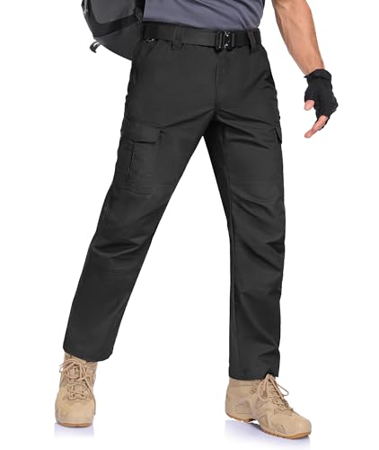 Zoofly Cargohose Herren Wasserdicht Taktische Wander Hose Outdoor Jagdhose Männer Funktionshose Mit Taschen Schwarz 36Wx30L von Zoofly
