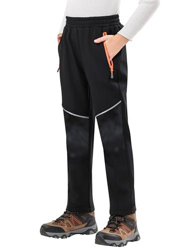 Zoofly Kinder Schneehose Softshellhose Skihose Kinder Outdoorhose Thermohose Wanderhose Jungen Mädchen Winterhose Winter Hosen, Schwarz/Tarnung 134-140 von Zoofly