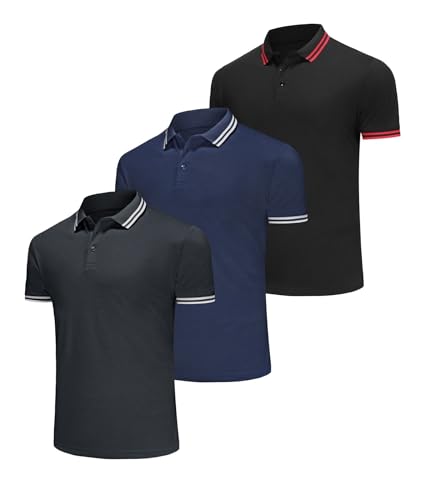Zoofly Poloshirt Männer Kurzarm Atmungsaktiv Polyester Tennis Golf Basic Polo Shirt Männer Freizeit Baumwolle Polohemd Herren Multipack XXL Schwarz Blau Grau von Zoofly