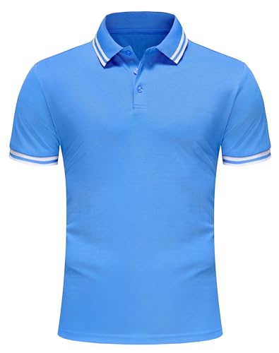Zoofly Poloshirt Männer Kurzarm Atmungsaktiv Polyester Tennis Golf Basic Polo Shirt Männer Freizeit Baumwolle Polohemd Herren XXL Blau von Zoofly