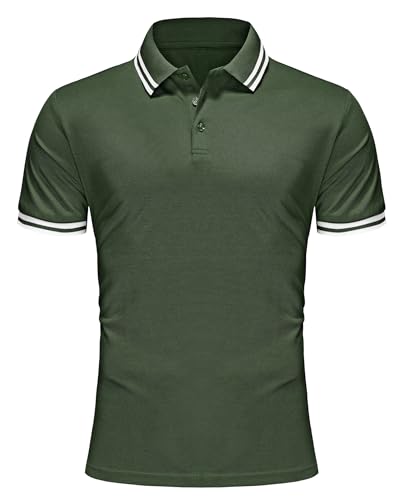 Zoofly Poloshirt Männer Kurzarm Atmungsaktiv Polyester Tennis Golf Basic Polo Shirt Männer Freizeit Baumwolle Polohemd Herren XXL Grün von Zoofly