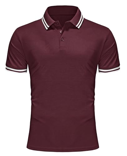 Zoofly Poloshirt Männer Kurzarm Atmungsaktiv Polyester Tennis Golf Basic Polo Shirt Männer Freizeit Baumwolle Polohemd Herren XXL Rot von Zoofly