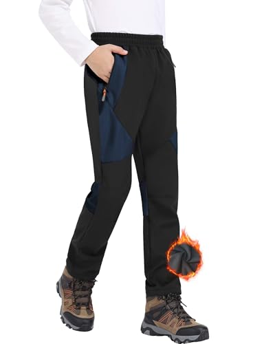 Zoofly Skihose Kinder Softshellhose Wasserdicht Winddichte Winterhose Dünn Wasserabweisend Warme Outdoorhose Schwarz, Blau-164-170 von Zoofly