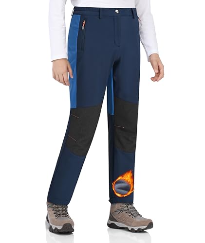 Zoofly Skihose Kinder Winter Softshellhose Warme Skihose Kinder Wasserdichter Schneehose Jungen Gefütterte Jungen Thermohose Warm Mädchen Outdoorhose Warm kinder Wanderhose Marineblau+Hellblau 116-122 von Zoofly