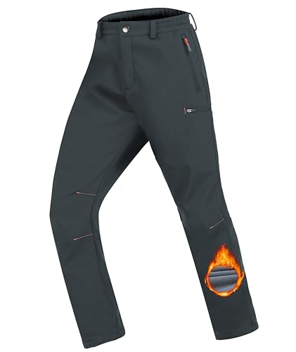 Zoofly Skihose Kinder Winter Softshellhose Warme Skihose Kinder Wasserdichter Schneehose Jungen Gefütterte Jungen Thermohose Warm Mädchen Wanderhose Warm Kinder Outdoorhose Grau 164-170 von Zoofly