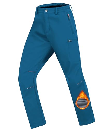 Zoofly Skihose Kinder Winter Softshellhose Warme Skihose Kinder Wasserdichter Schneehose Jungen Gefütterte Jungen Thermohose Warm Mädchen Wanderhose Warm Kinder Outdoorhose Hellblau 152-158 von Zoofly