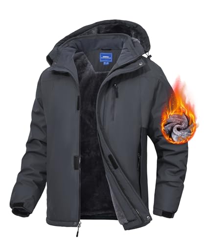 Zoofly Skijacke Herren Winterjacke Warm Gefüttert Outdoor jacken Waterproof Snowboardjacke für Männer Winddicht Grau XL von Zoofly