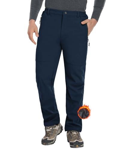 Zoofly Softshellhose Herren Outdoorhose Wasserabweisend Trekkinghose Schnell Trocknende Reisenhose Männer Stretch Arbeitshose Mit Fleece Gefüttert Wasser Winterhose Männer blau L von Zoofly