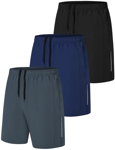 Zoofly Sport Shorts Herren Atmungsaktive Mit Taschen Radlerhose Sporthosen Jogginghose Gym Hose Kurz Fitness Mann Schwarz/Grau/Navy M von Zoofly
