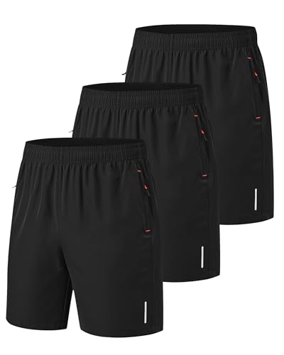 Zoofly Sport Shorts Herren Sporthosen Kurze Atmungsaktive Mit Reißverschluss Kurz Trainingshose Jogginghose Laufhose Schwarz Running Hose Fitness Shorts Mann-Schwarz*3-M von Zoofly