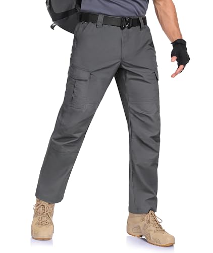 Zoofly Taktische Wander Hose Herren Ripstop Wanderhose Militär Safari Hosen wasserdicht Cargohose mit Multi Taschen Dunkelgrau 36Wx34L von Zoofly