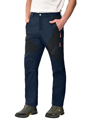 Zoofly Herren Winter Softshellhose - Wasserdicht, Winddicht, Warm & Fleece gefttert - Navy+Black - XL von Zoofly
