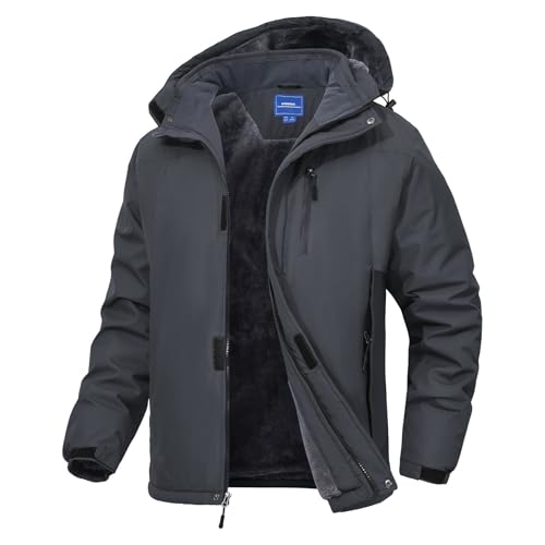 Zoofly Winterjacke Für Herren Winddicht Skijacke Warme Fleece-Futter Snowboardjacke Outdoorjacke softshelljacke Mann Wandern Dunkelgrau-3XL von Zoofly