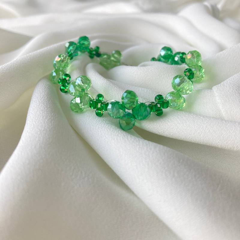 Handgemachtes Grünes Glas Perlen Armband - Mit Edelstahl Karabiner Verschluss Handgemachter Schmuck Handgemachtes Grünes Glas Perlen Armband - Mit Edelstahl Karabiner Verschluss Handgemachter Schmuck von Zooheela