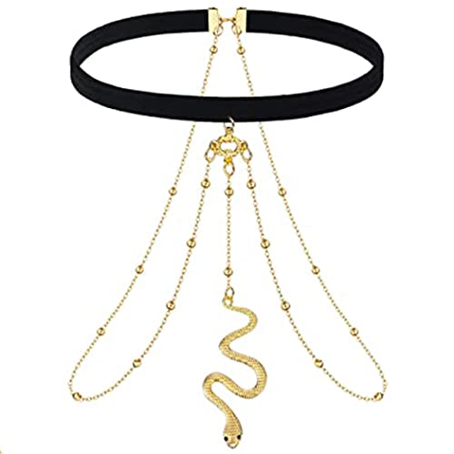 Zookey Boho Beinkette Schlangenanhänger Enge Kette Gold Perlen Beinkette Strand Körperkette Schmuck für Frauen und Mädchen von Zookey