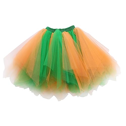 Zookey Damen Tüllrock Grün Tütü Rock 50er Petticoat Tutu Tüllrock Ballett Tanzkleid Puffy Tutu Rock St Patrick's Day Festival Kostüm Rave Outfit von Zookey