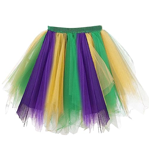 Zookey Damen Tüllrock Grün Tutu Rock St Patrick's Day Tütü Rock 50er Rockabilly Petticoat TüllRock Ballett Tanzkleid Puffy Tütü Festival Kostüm Rave Outfit von Zookey