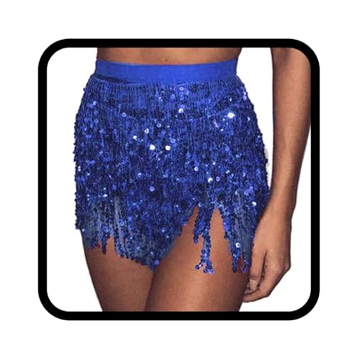 Zookey Pailletten Quasten Rock Rave Fransenrock Rock für Bauchtanz Hüftschal Festival Outfit für Frauen und Mädchen von Zookey