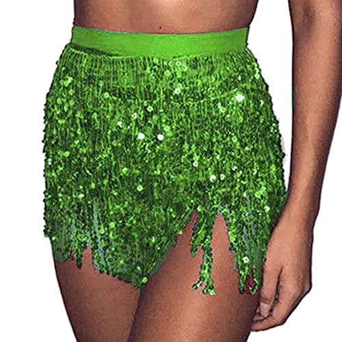 Zookey St. Patrick's Day Pailletten Quasten Rock Rave Fransenrock Rock für Bauchtanz Hüftschal Festival Outfit für Frauen und Mädchen von Zookey