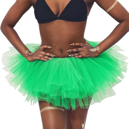 Zookey Damen Tüllrock St. Patrick's Day Grün Tutu Rock Ballett Tanzrock Klassisch Petticoat 6 Layered Tütü Rock Festival Kostüm Party Rave Outfit von Zookey