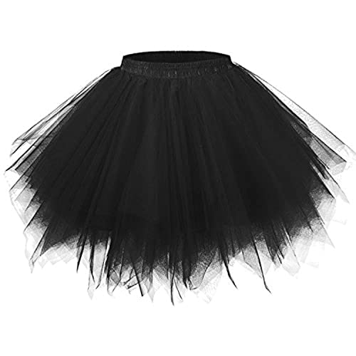 Zookey Damen Tüllrock 50er Tütü Rock Rockabilly Schwarz Petticoat Tutu Karneval Kostüm Tüllrock Ballett Tanzkleid Unterrock für Frauen und Mädchen von Zookey