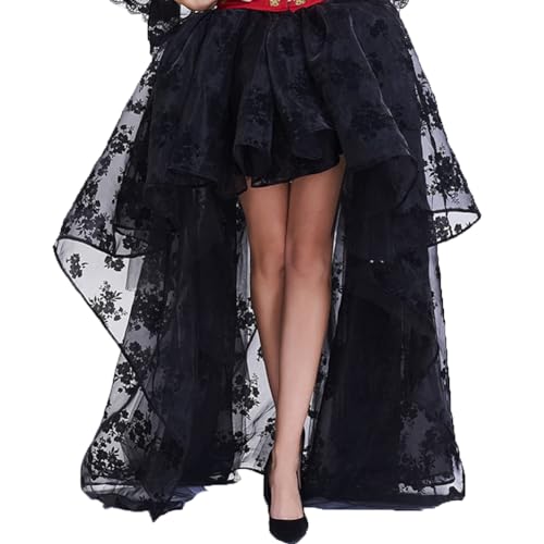 Zooma Damen Elegant Midi Skate Rock Schwarz Vintage Korsett Rock Lang Festlich Rock Hochzeit Cocktail Langrock von Zooma