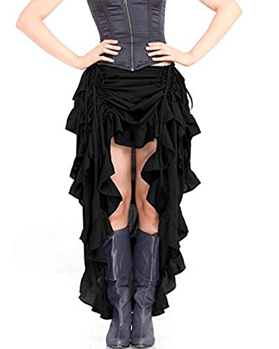 Damen Steampunk Gothic Schwarz Spitze Rock Lang Röcke von Zooma