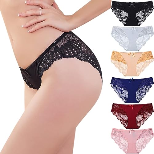 Zooma Damen Spitze Slips Hipster Sexy Bikini Unterwäsche Sotiert (L, 0231-6pcs) von Zooma